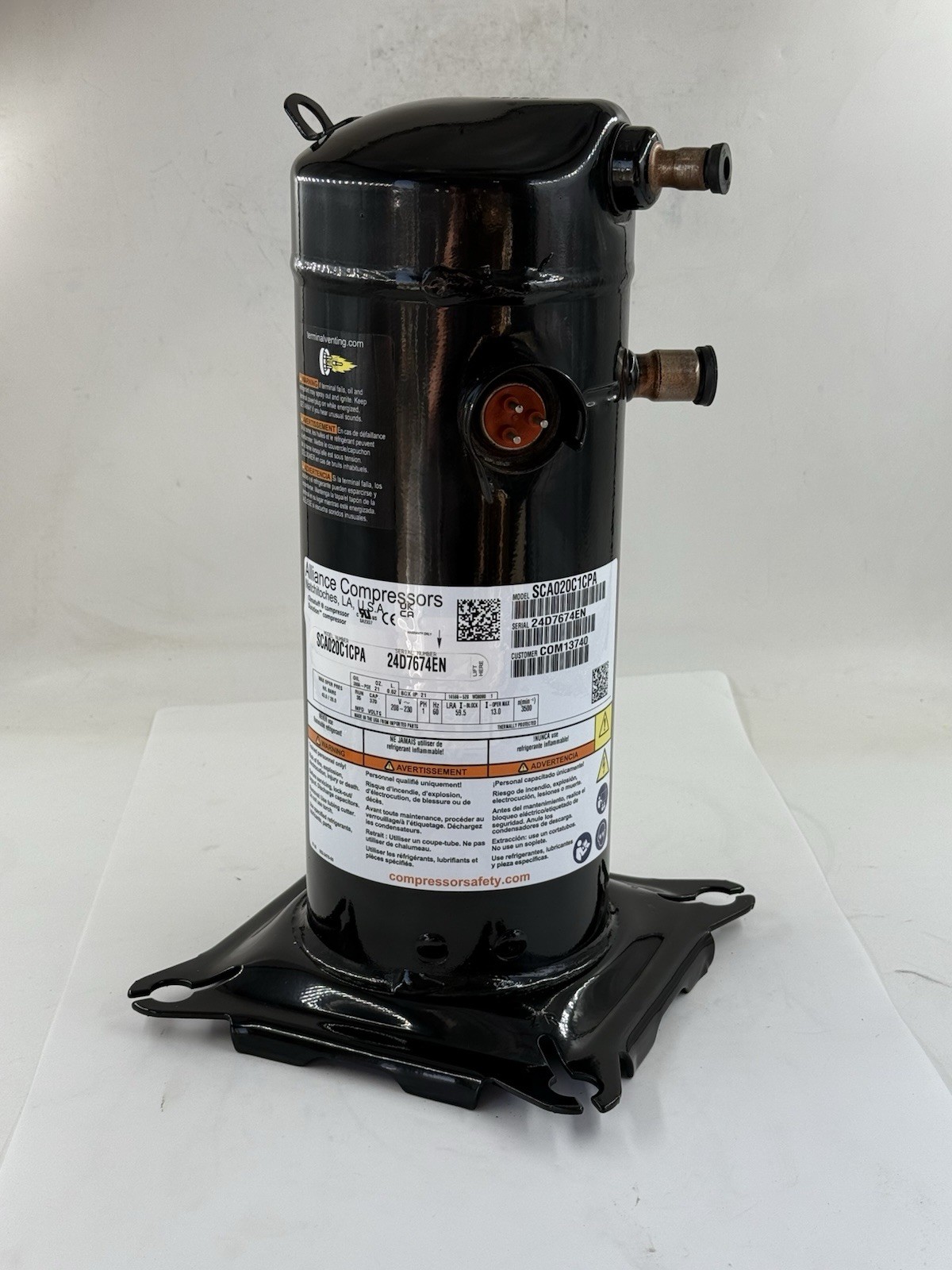 NEW Trane Alliance Compressor SCA020C1CPA COM13740 208-230V 1PH R410A 2 TON
