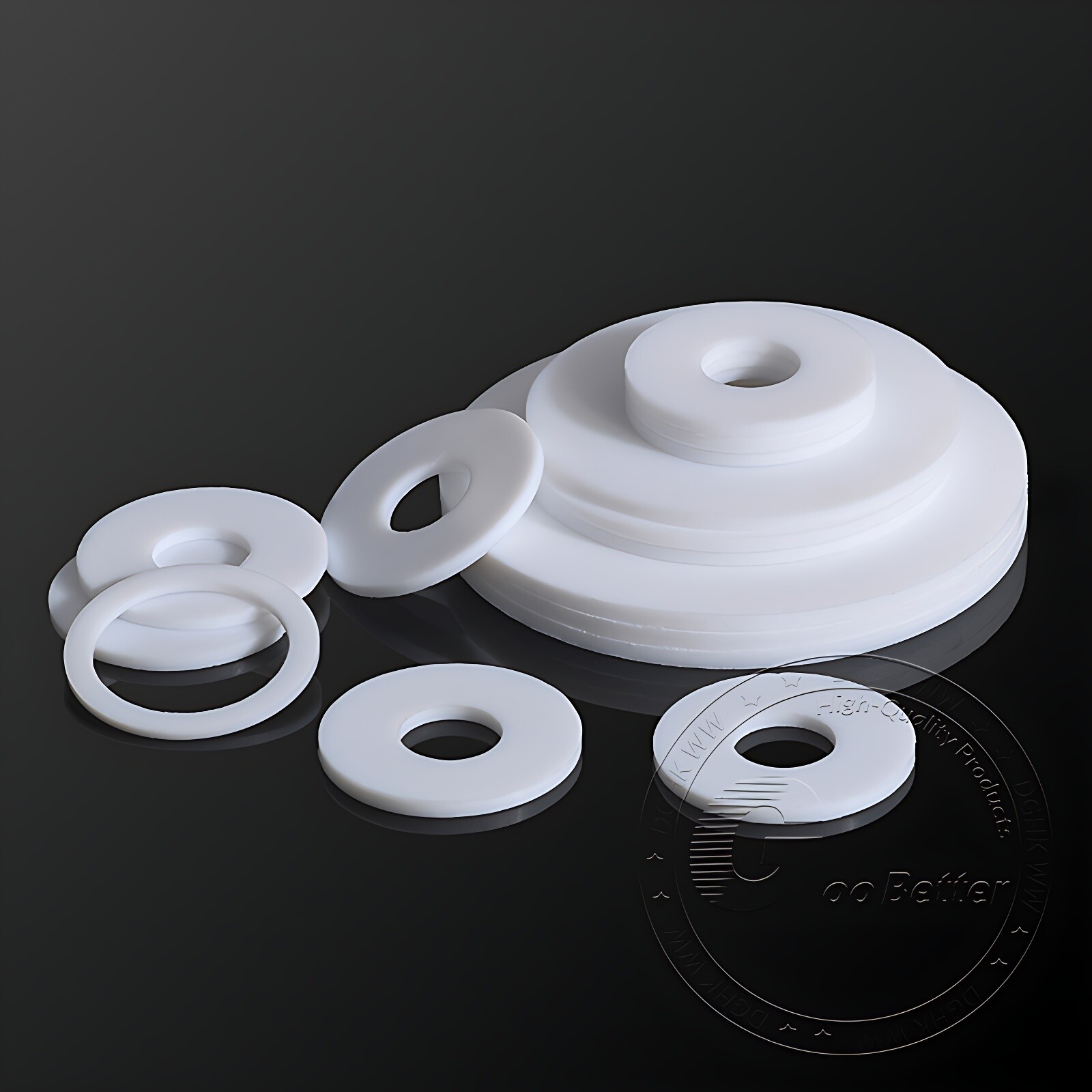 2mm Thick White PTFE High Temp Flat Ring Plastic Washer Seal Gaskets ID 3mm-66mm