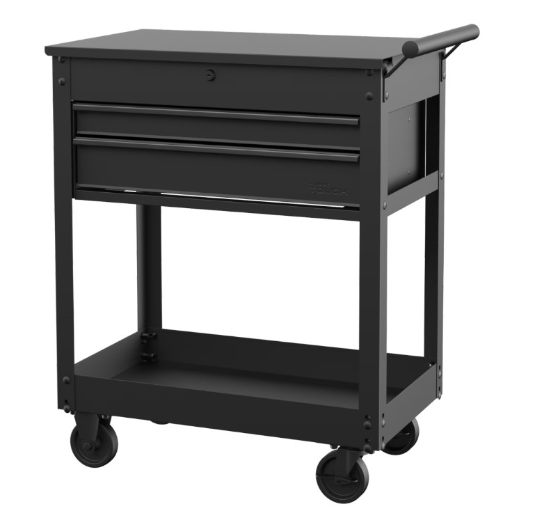 28-inch Steel Mechanics Tool Cart, Powder-Coated Finish, 500 lb Capacity, Black