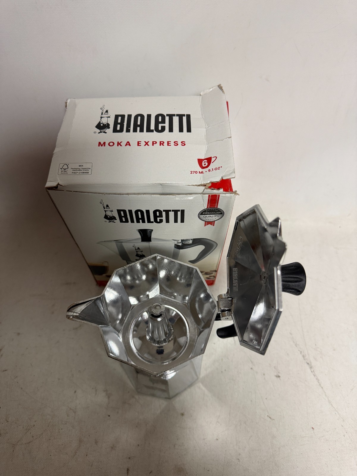 Bialetti Moka Express Coffee Maker – 6 Cup – Silver
