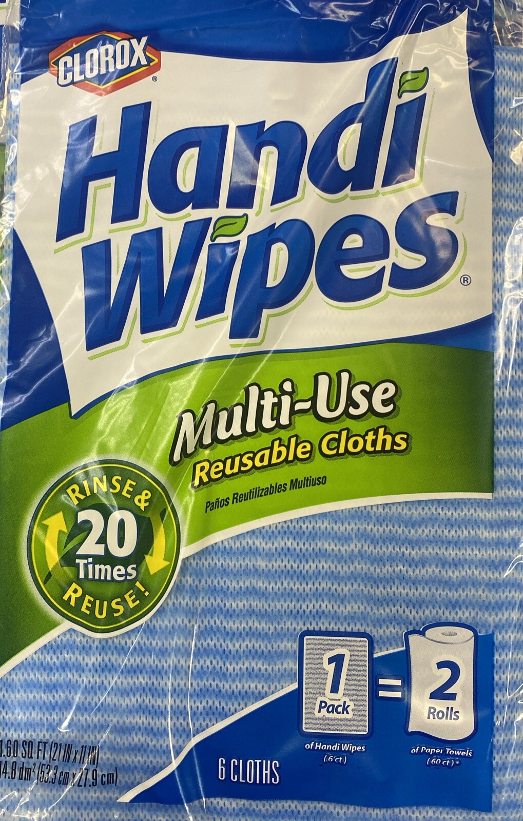 5 Packs- Handi Wipes Multi-Use Reusable Cleaning Cloths, 30 Cloths Total