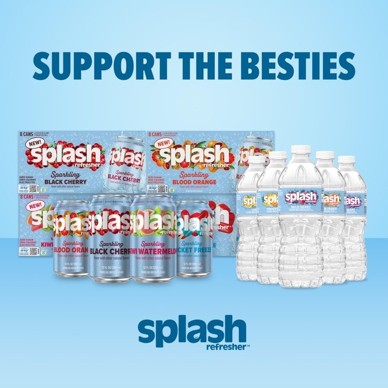 Splash Kiwi Watermelon Sparkling Water, 12 fl oz Cans (8 Pack)