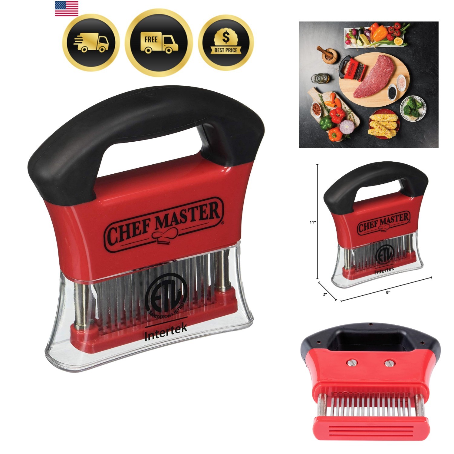 Meat Tenderizer Tool Handheld Stainless Steel Needle for Steak Chicken Pulpy