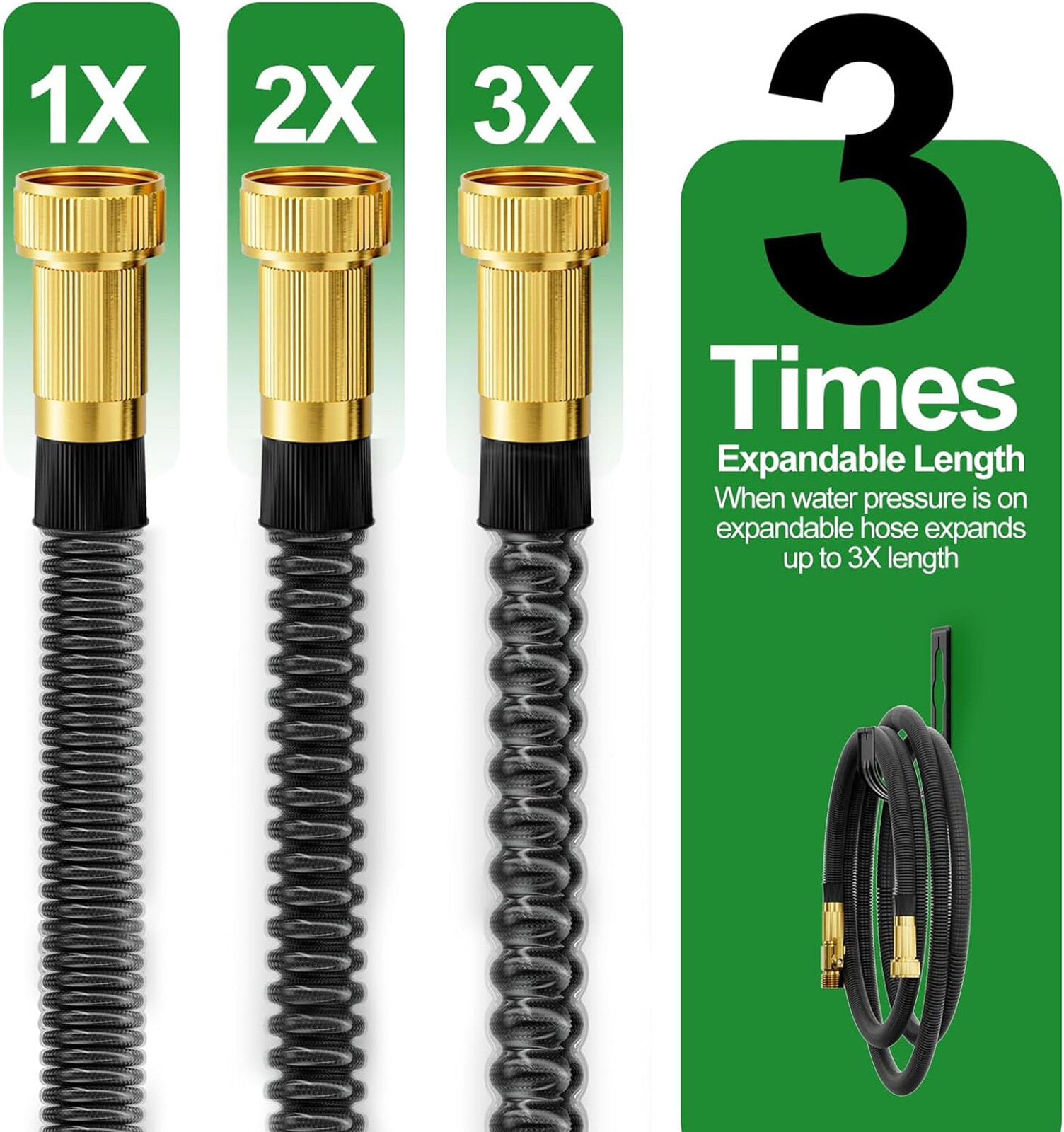 Expandable Garden Hose Pipe Flexible Water Hose w Spray Nozzle 25, 50, 75, 100FT