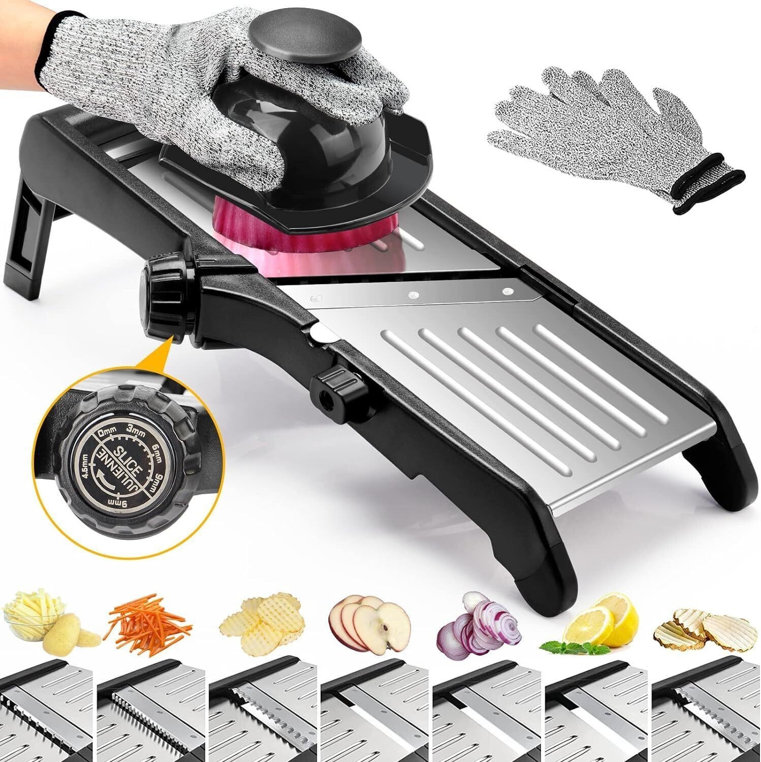 7-in-1 Adjustable Stainless Steel Mandoline Vegetable Food Slicer for Kitchen –