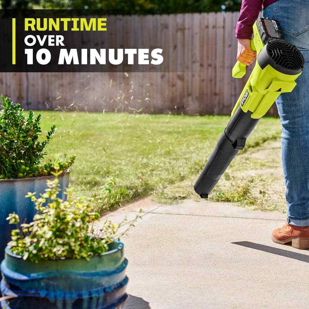 RYOBI ONE+ 18V 90 MPH 250 CFM Cordless Leaf Blower/Sweeper w/ 2.0 Ah Battery