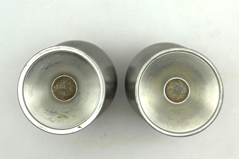 Vintage Selangor Pewter Goblet Cups Set of 2 Malaysia Small Wine Cups