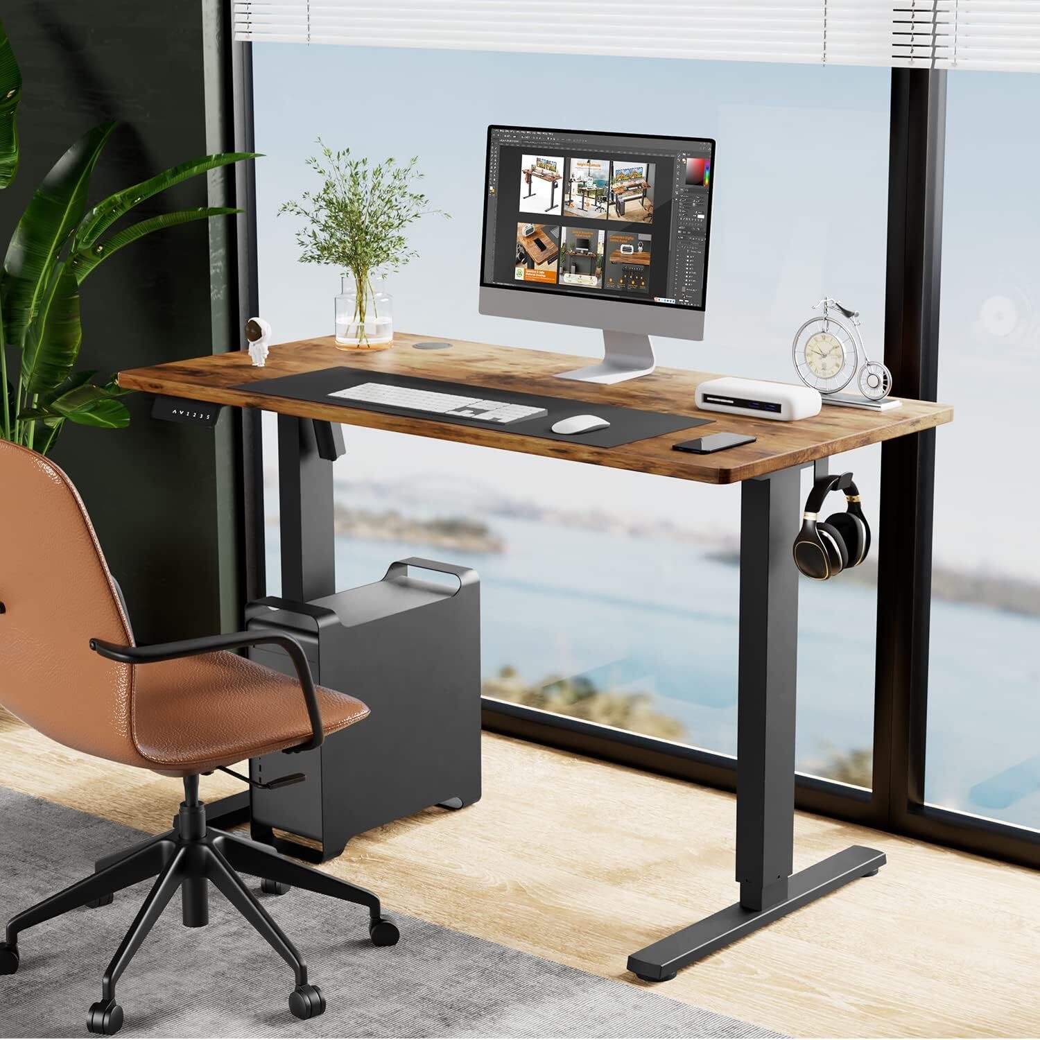 40-63 Inch Electric Height Adjustable Desk Home Office Standing Computer Table