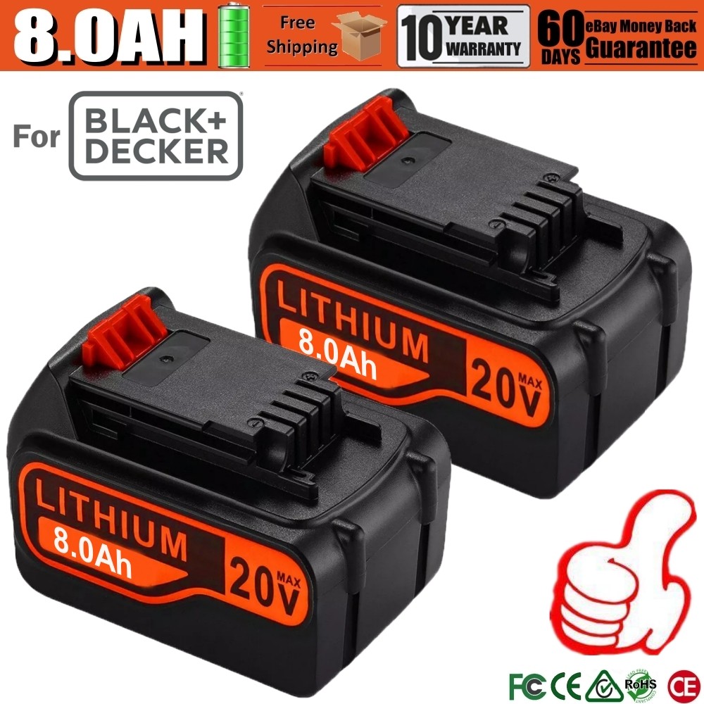 2X 8.0Ah Battery For Black & Decker 20Volt MAX Lithium-ion LBX20 LBXR20 LB2X4020