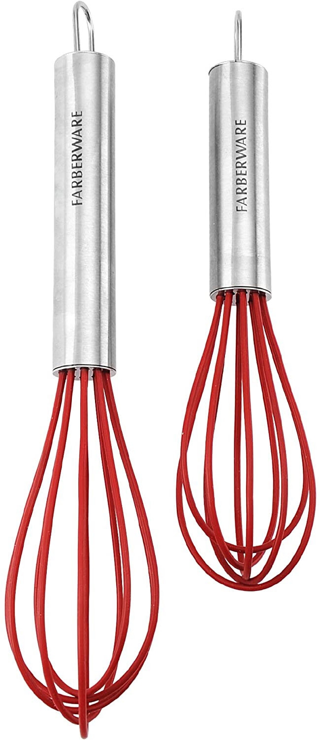 Farberware Professional Silicone Mini Whisks, Set of 2 – Red
