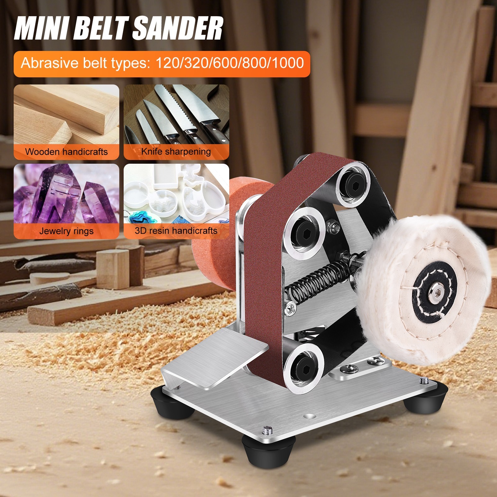 Mini Electric Belt Sander 7 Speed Benchtop Grinder Knife Sharpener Polisher US
