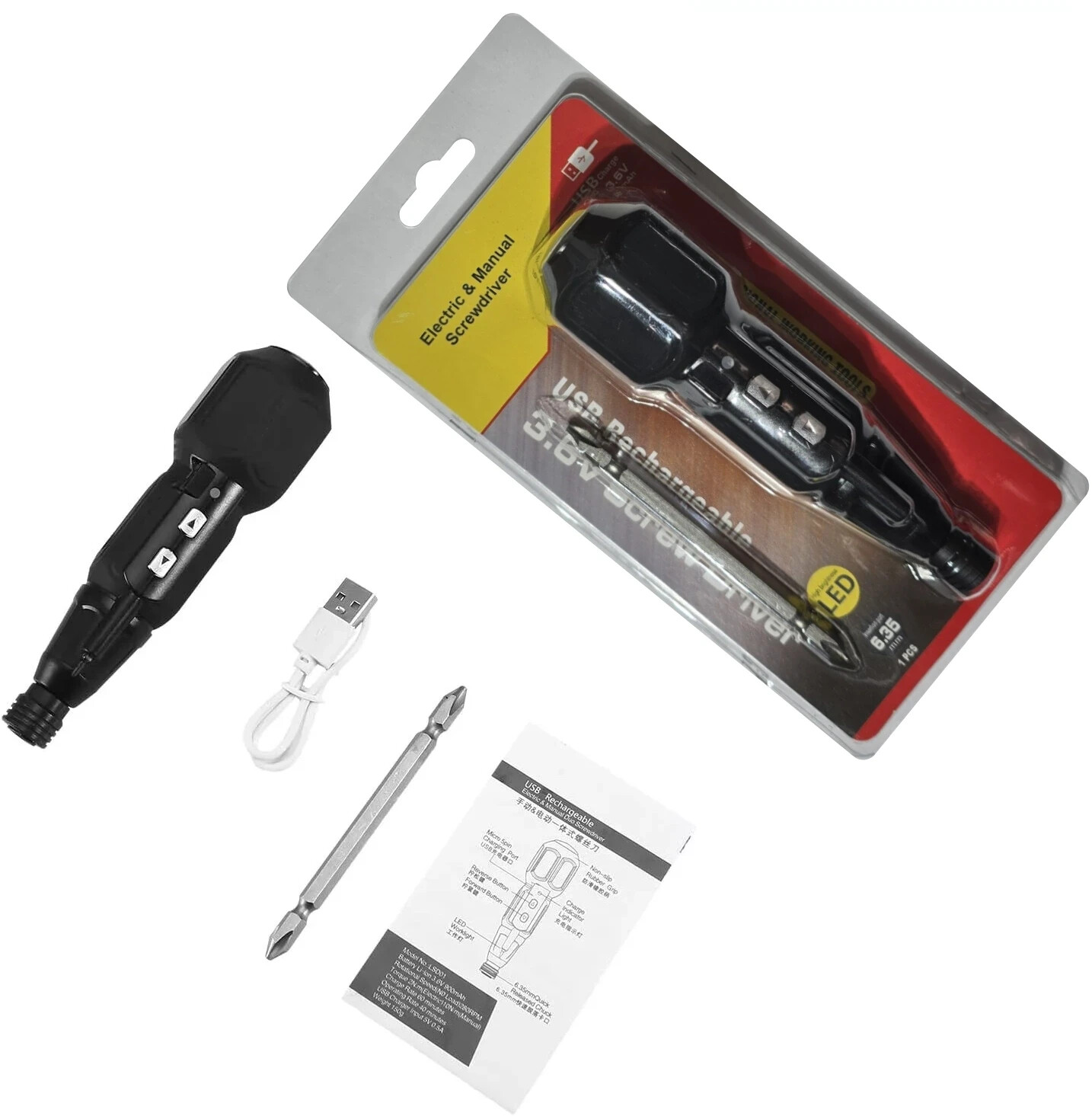 Electric Screwdriver Cordless, Rechargeable Power Screwdrivers Black – NEW!