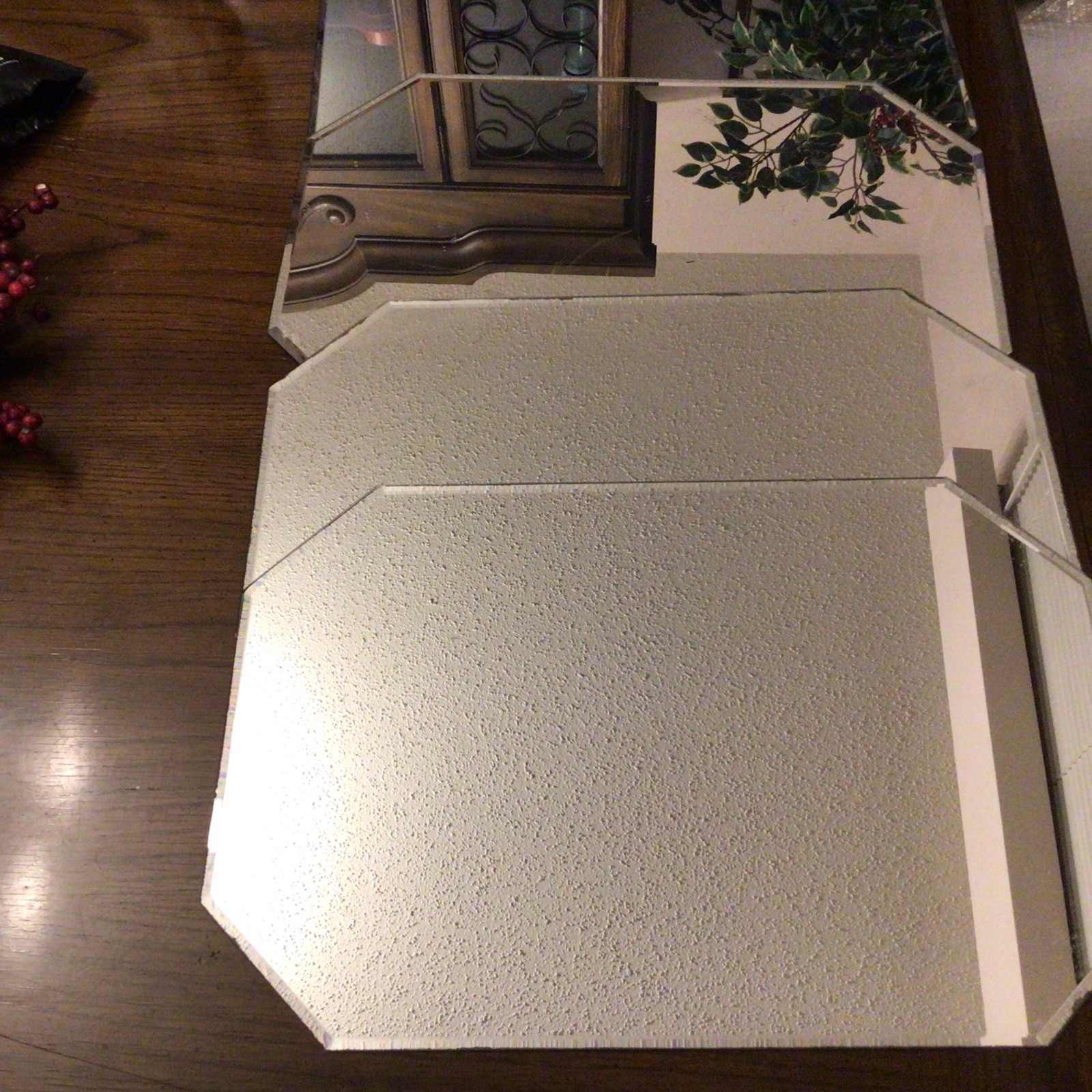 Vintage Mirrored Placemats.Octagon with Beveled Edges. 5 Placemats. Estate Sale.