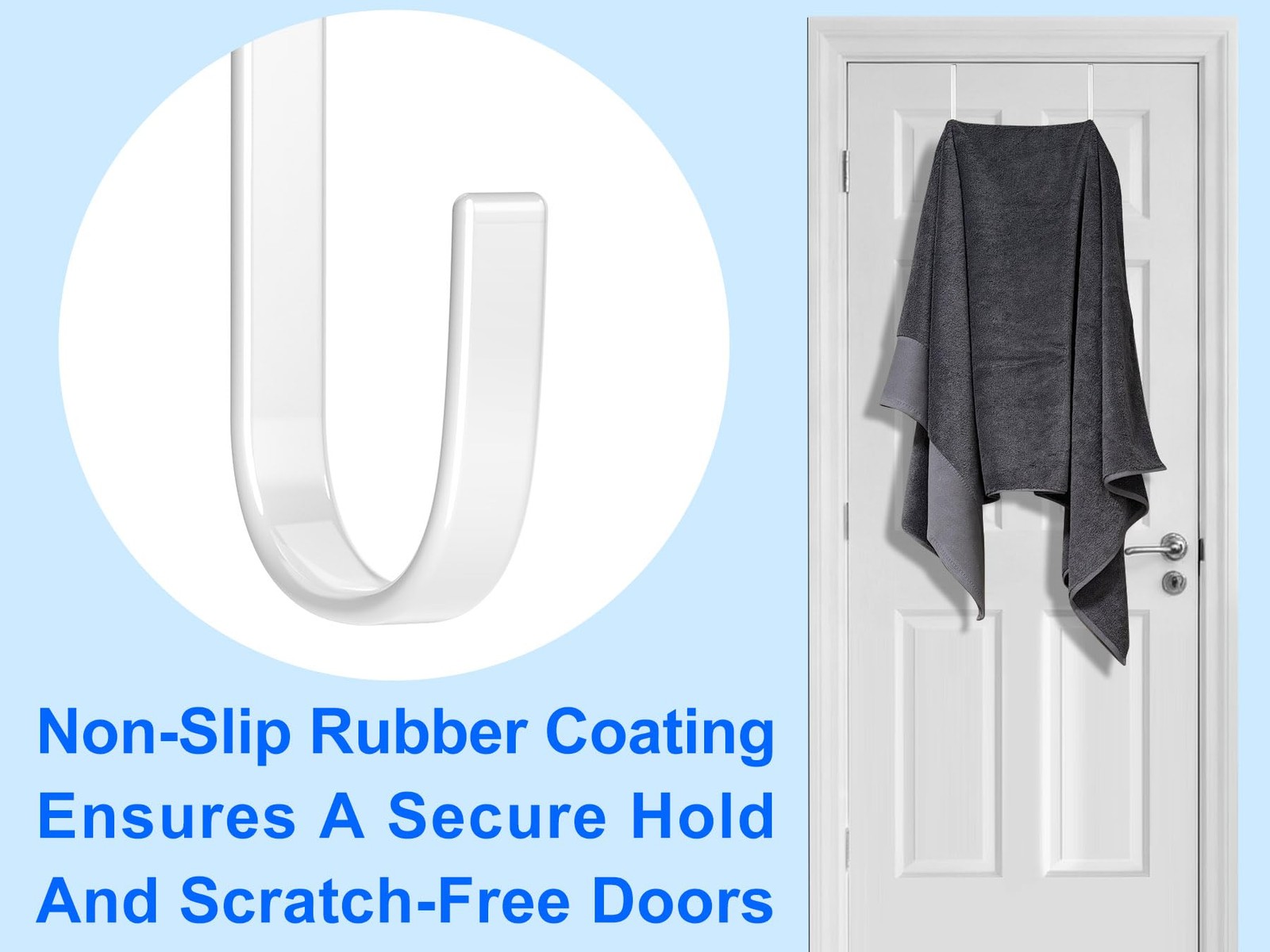 Over the Door Metal Hooks with Plastic Coating 1 Year Returnless Refund 5.5″ …
