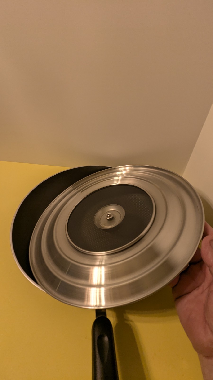 Brand ? Un-Flat SHALLOW Texture Coated 12″ Frypan & Lid. But Much Life Left