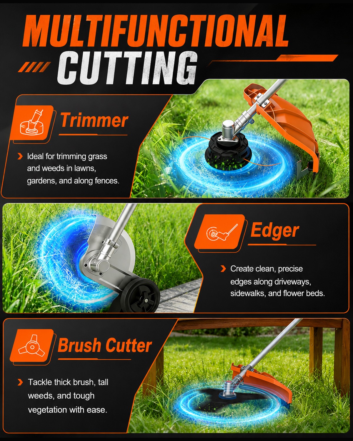 NEOTEC 6-in-1 Multi-Functional Trimming Tools Gas Hedge Trimmer 26CC Weed Eater