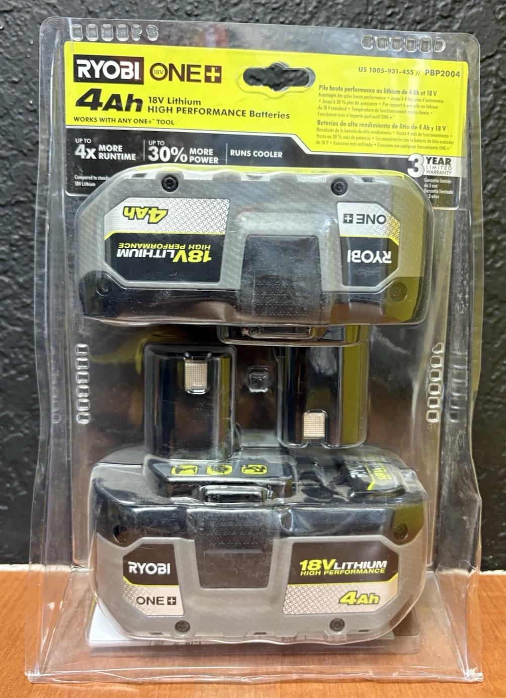 Genuine Ryobi HP Battery PBP2004 Lithium-Ion 18V ONE+ 4.0Ah Battery (2-Pack) NEW