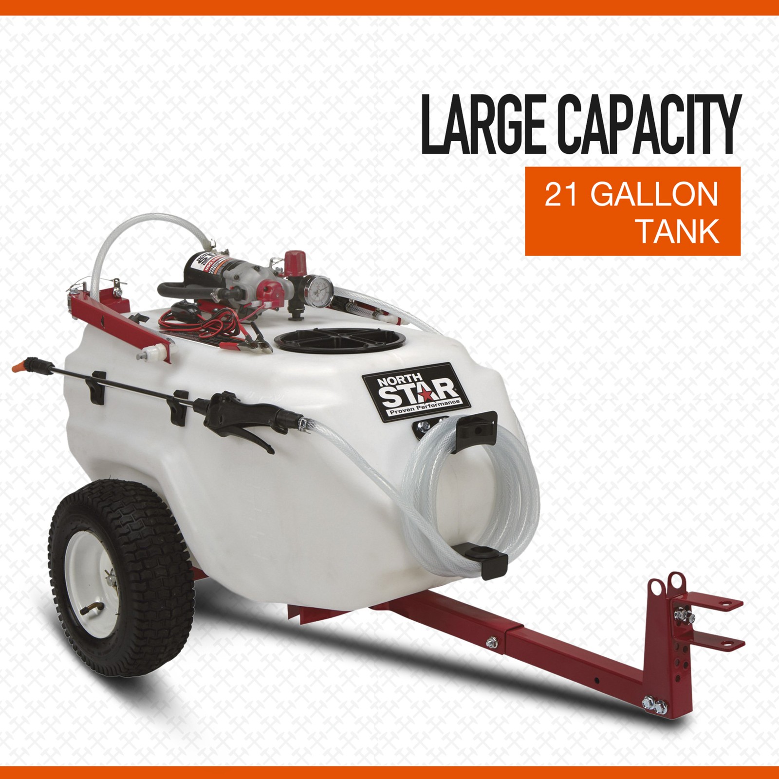 NorthStar Tow-Behind Trailer Boom Broadcast and Spot Sprayer, 21 Gallons, 2.2