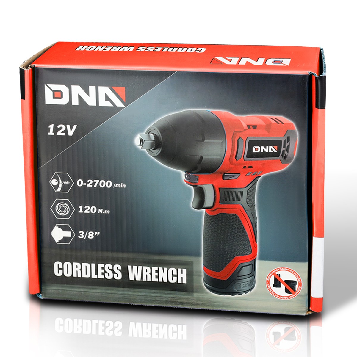 DNA Motoring 3/8” Chuck 12V Speed 2700/min Cordless Electric Ratchet Wrench Red