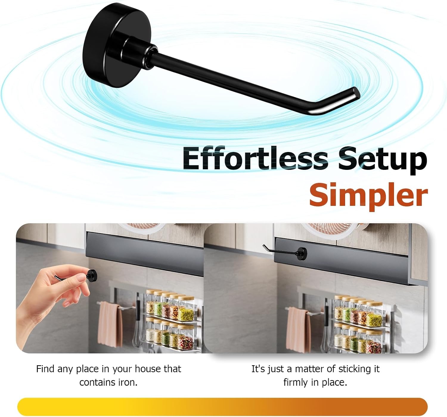6Pcs Magnetic Hooks 1.7lb Neodymium Long Black No Drill Fridge Cruise Cabin