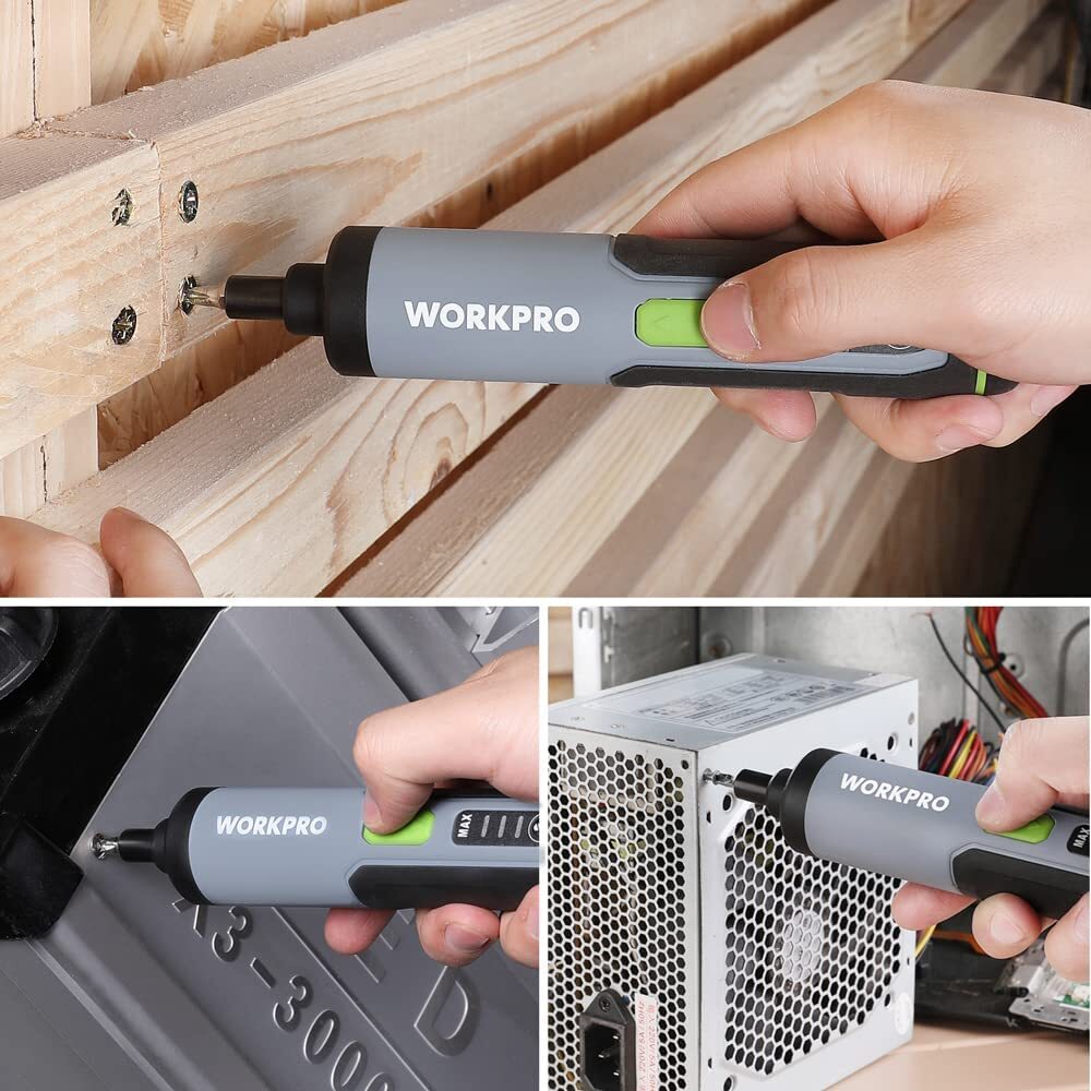 WORKPRO 4V Electric Screwdriver Cordless Screwdriver Set w/35 Bits Extension Rod