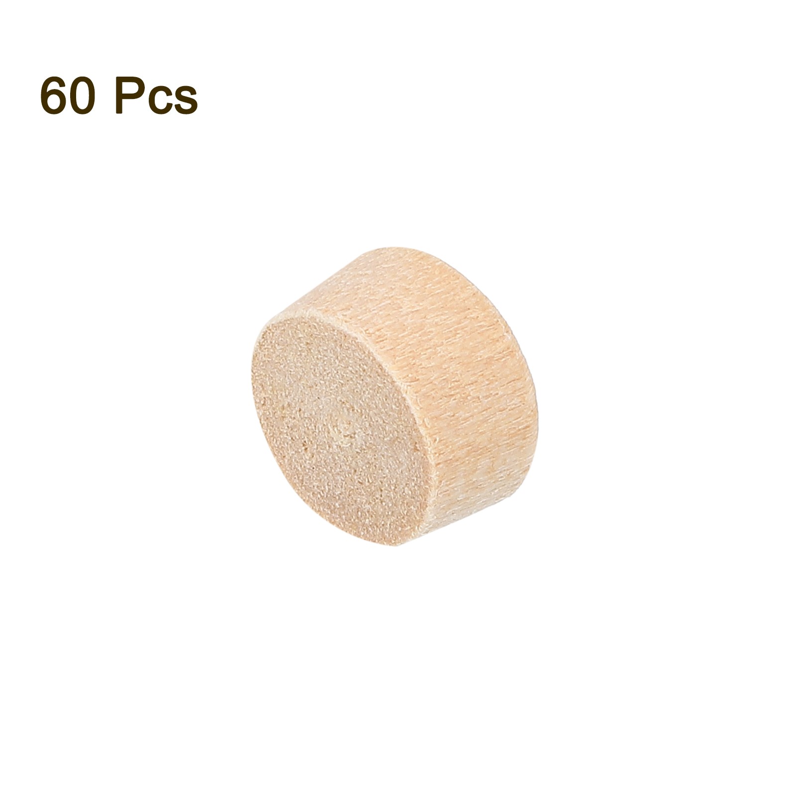 60Pcs Wood Button Plugs, 9mm/0.35″ Hardwood Screw Hole Plug for Woodworking