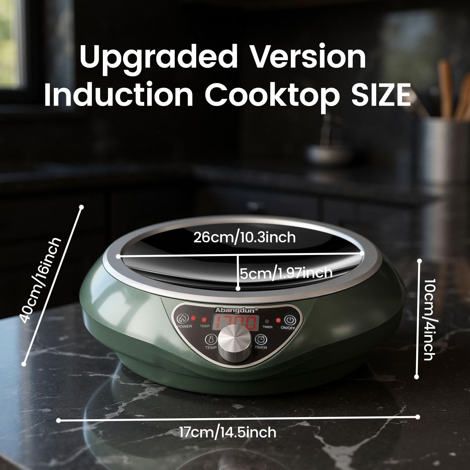 Abangdun 1700W 100V~185V Induction Cooktop Concave Wok Burner Portable Stove