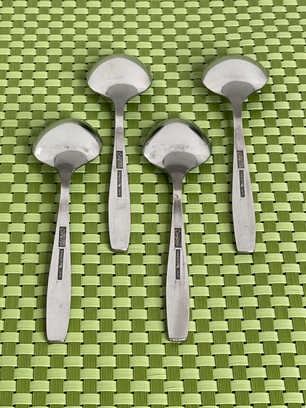 Unknown Manufacturer CORSICAN Stainless 4 Teaspoons Scrolls Black Flatware