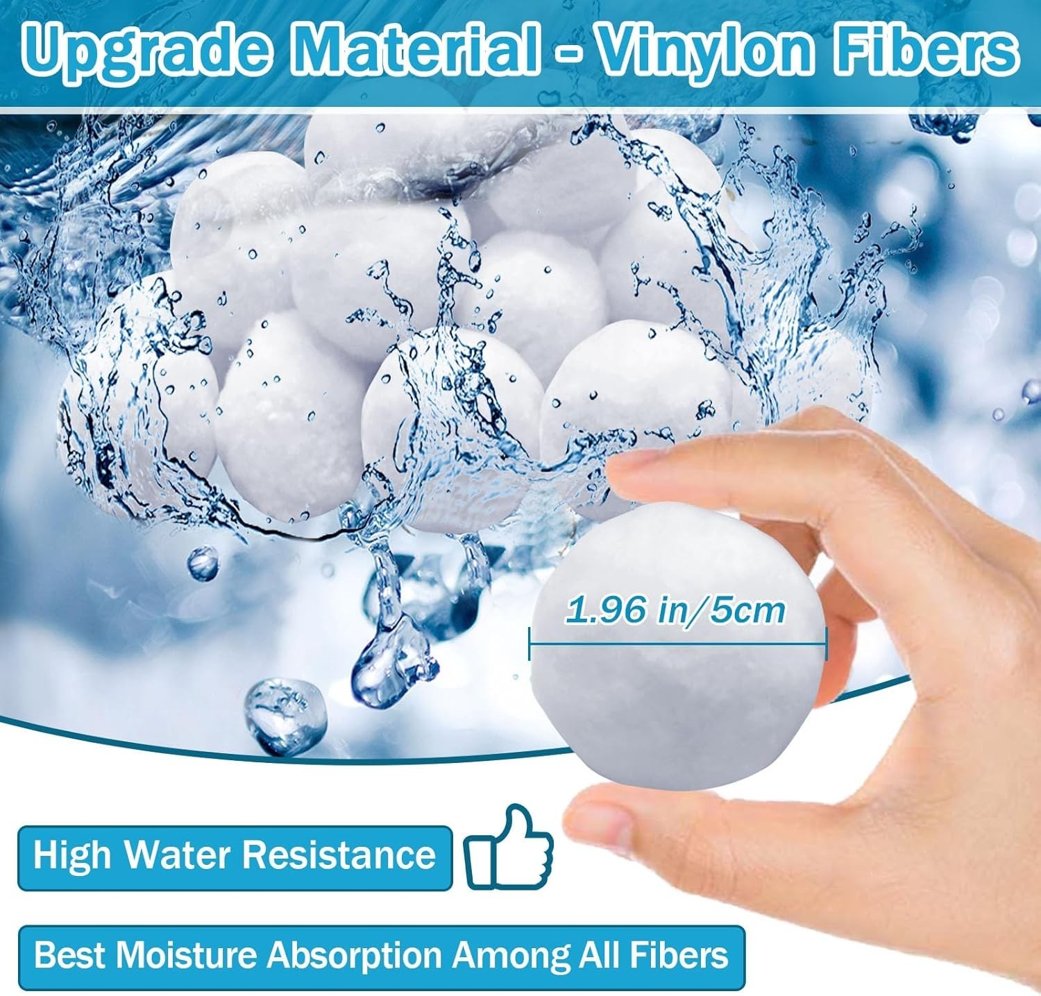 Efficient 1.6 lbs Reusable Pool Filter Media Balls: Replace 50 lbs Sand Easily