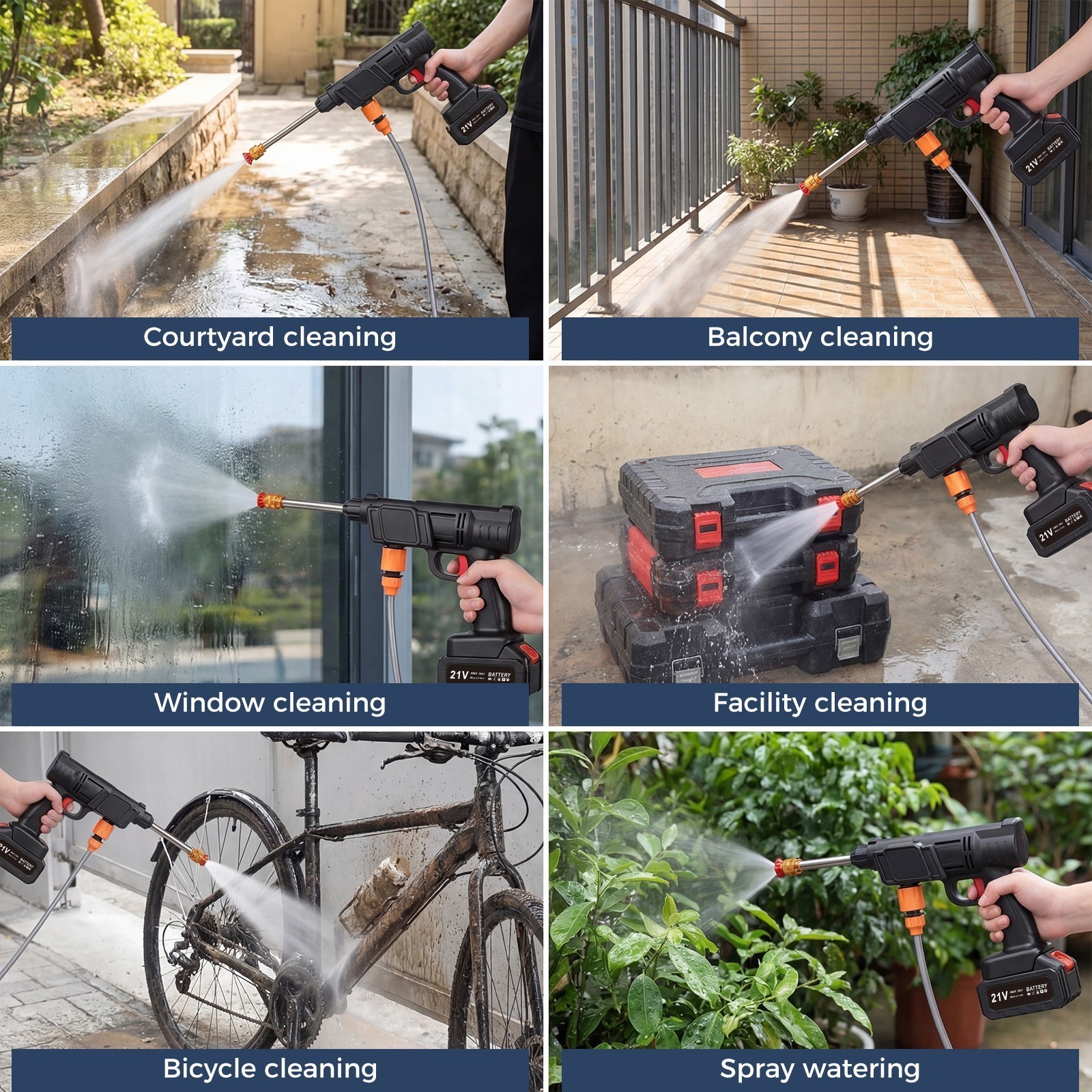 Water Pressure Washer For vehicles Portable 70 dB US 1.2mpa/145PSI Cordless