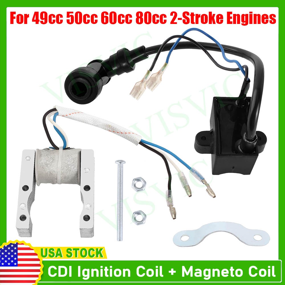 Magneto CDI Ignition Coil For 49cc-50cc 60cc 66cc 80cc Motorized Motor Bike