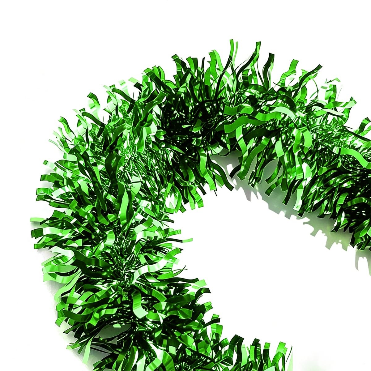 33Ft Christmas Tinsel Garland Shiny Wavy Broadleaf Twist Metallic Hanging Dec…