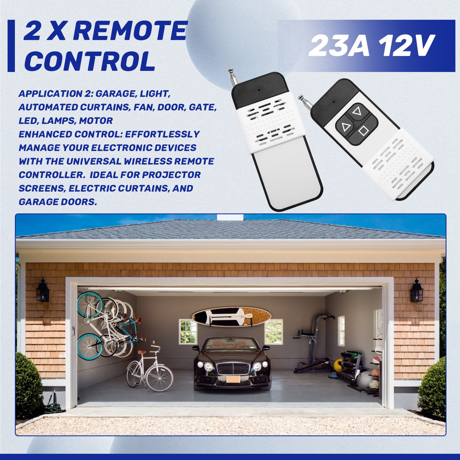 2Pcs 433Mhz Universal Remote Control 3 Buttons 1000M Transmitter Device7499