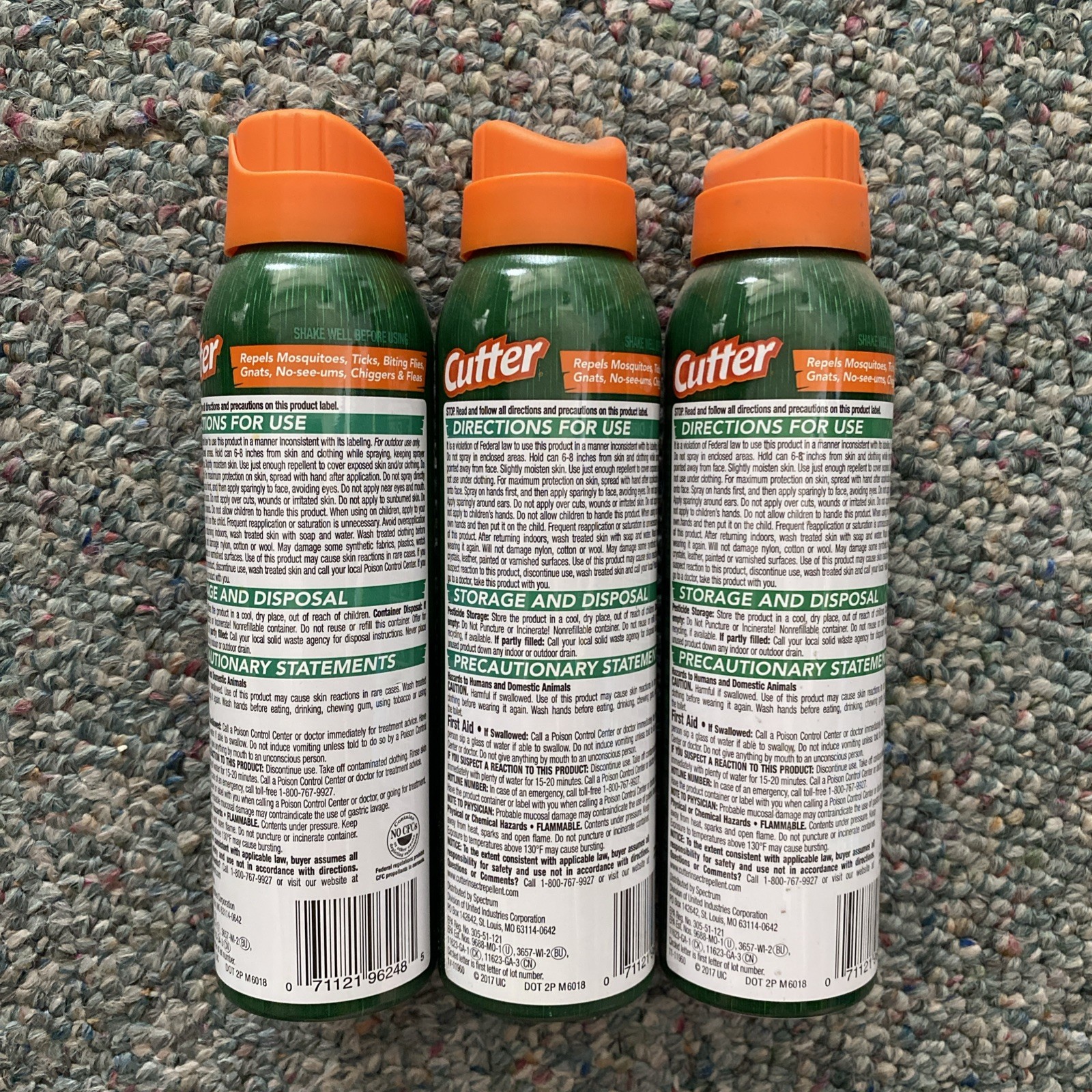 (3) Cutter Backwoods Dry Spray Mosquito Tick Flea Repellent 10 Hr Sweat Resist