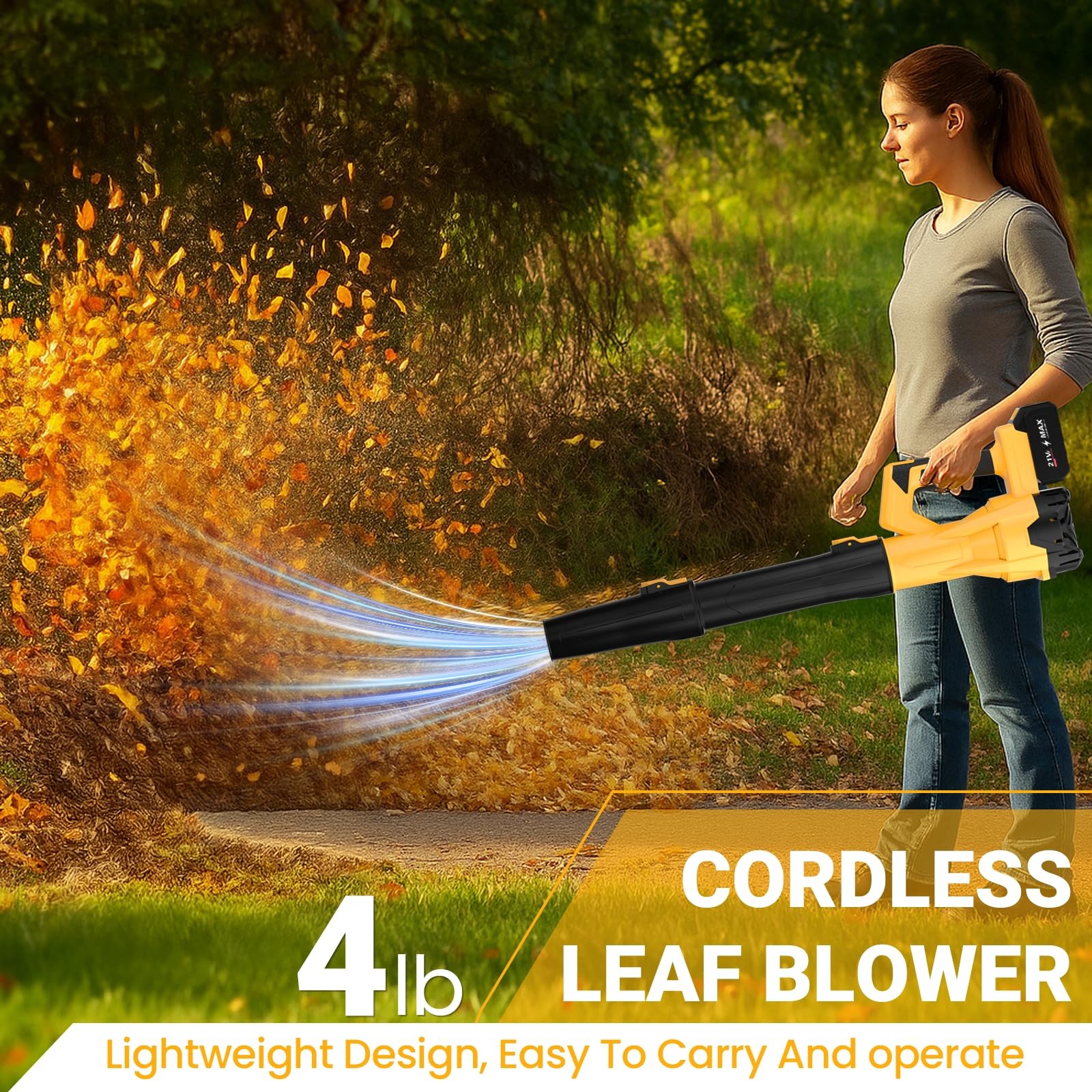 Cordless Leaf Blower 750CFM 200MPH – Electric Rechargeable Handheld Blower wi…