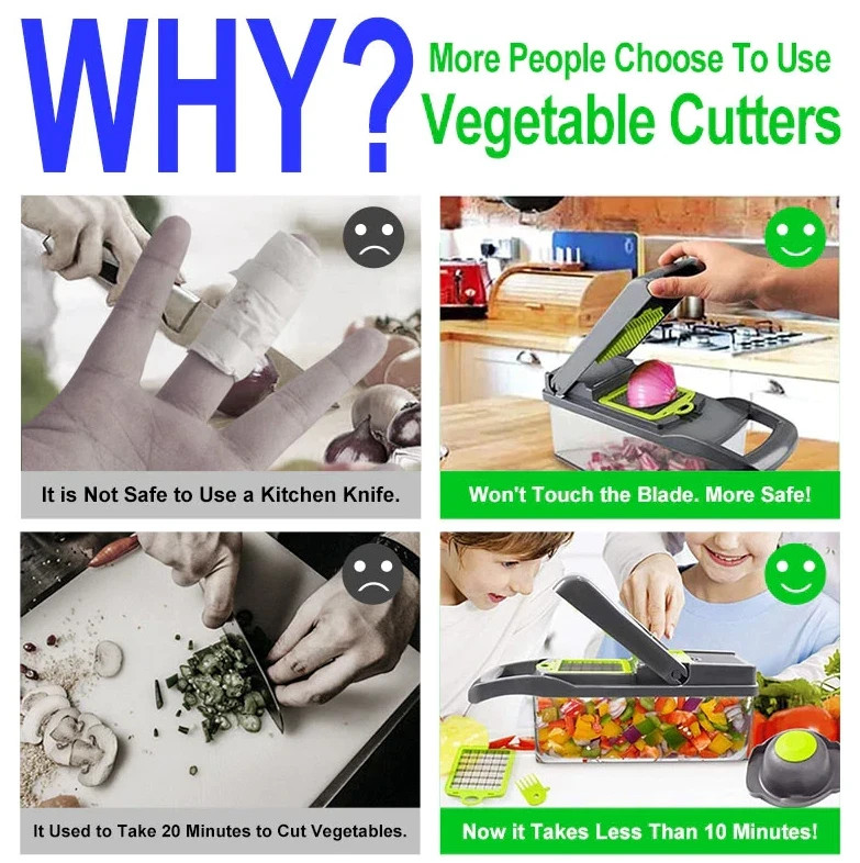 16-In-1 Vegetable Fruit Chopper Cutter Food Onion Veggie Dicer Slicer Kitchen