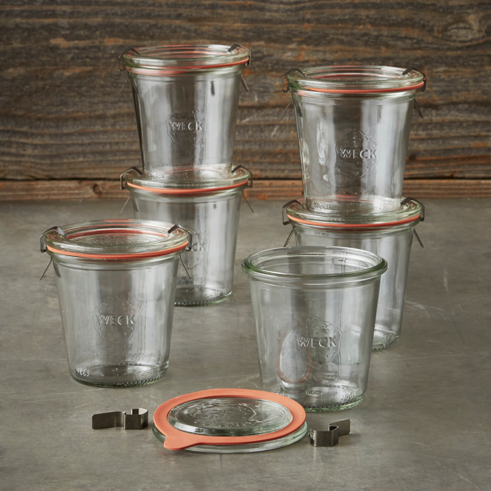 Weck Jar. Weck 9.8 oz Mold Glass Jars Set of 6 with Lids Clamps