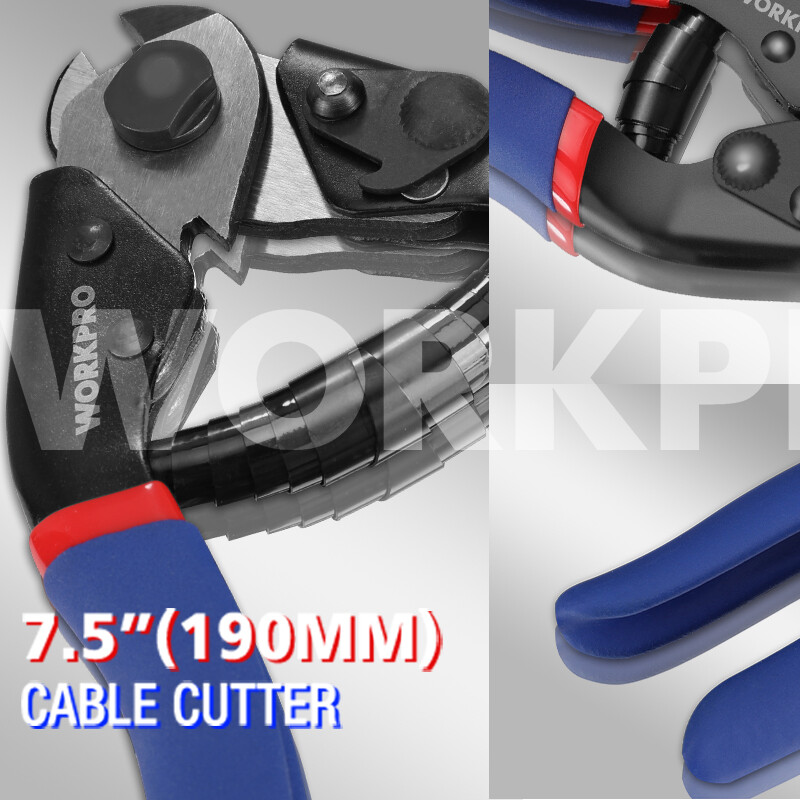 WORKPRO 7.5″ Cable Cutter Heavy Duty Wire Rope Cutter Chrome Vanadium Steel Jaws