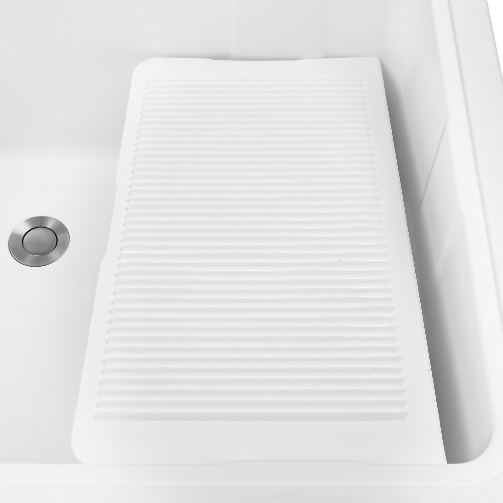 White Utility Sink Laundry Tub Freestanding Sink Wash Station w/ Faucet Home