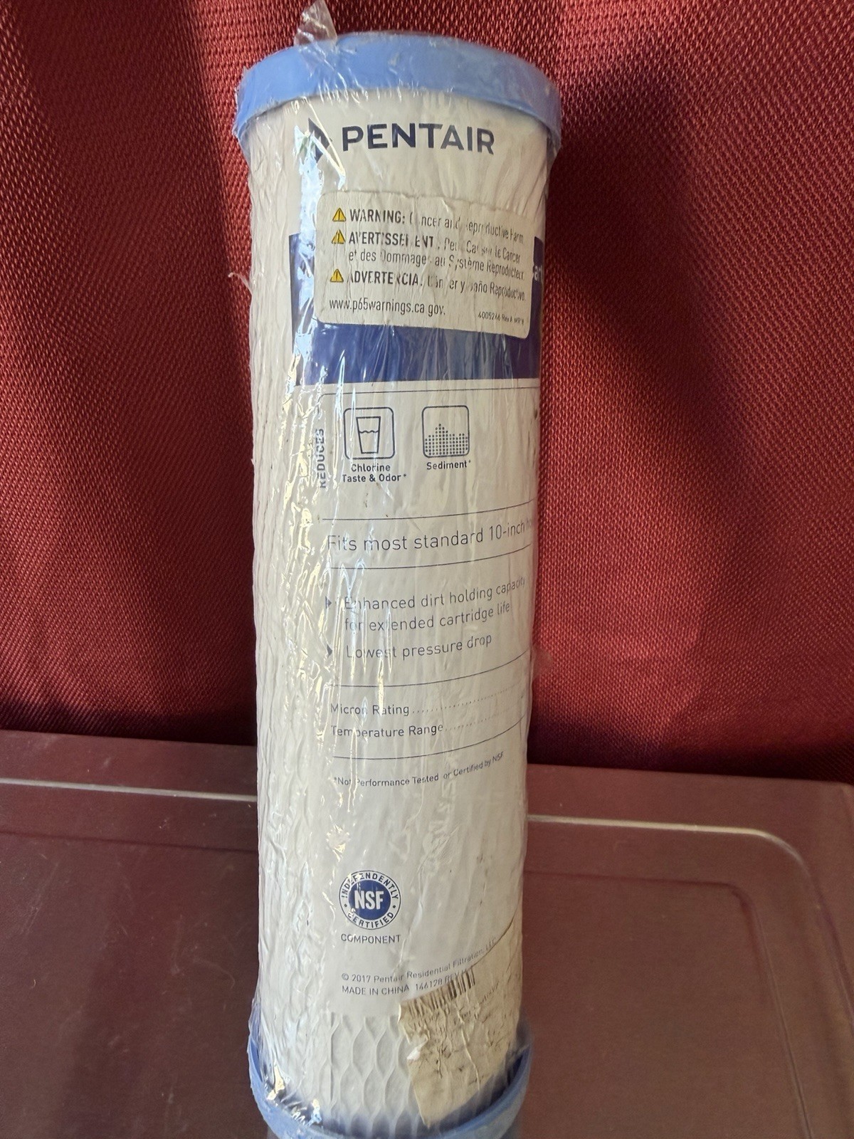 Pentair 10″ 10 Micron Sediment/Carbon Block Cartridge, Chlorine Taste/Odor