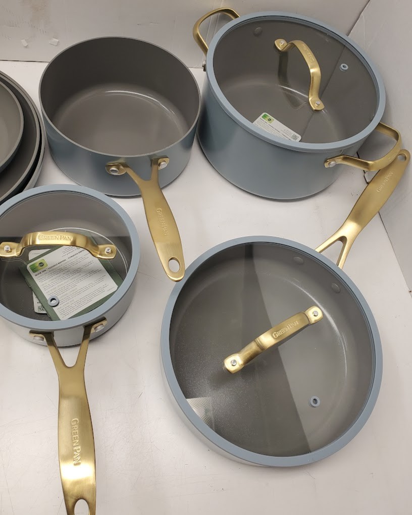 GreenPan Jewel Pro 10PC Ceramic Nonstick Cookware Set BLUE *See Description*