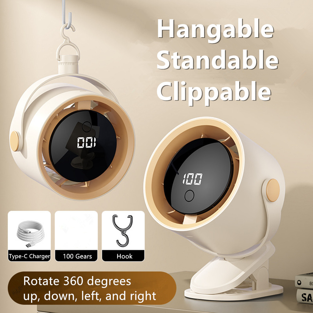 NEW Clip-On USB Desktop Small Fan, Stepless Speed Adjustment with LED display