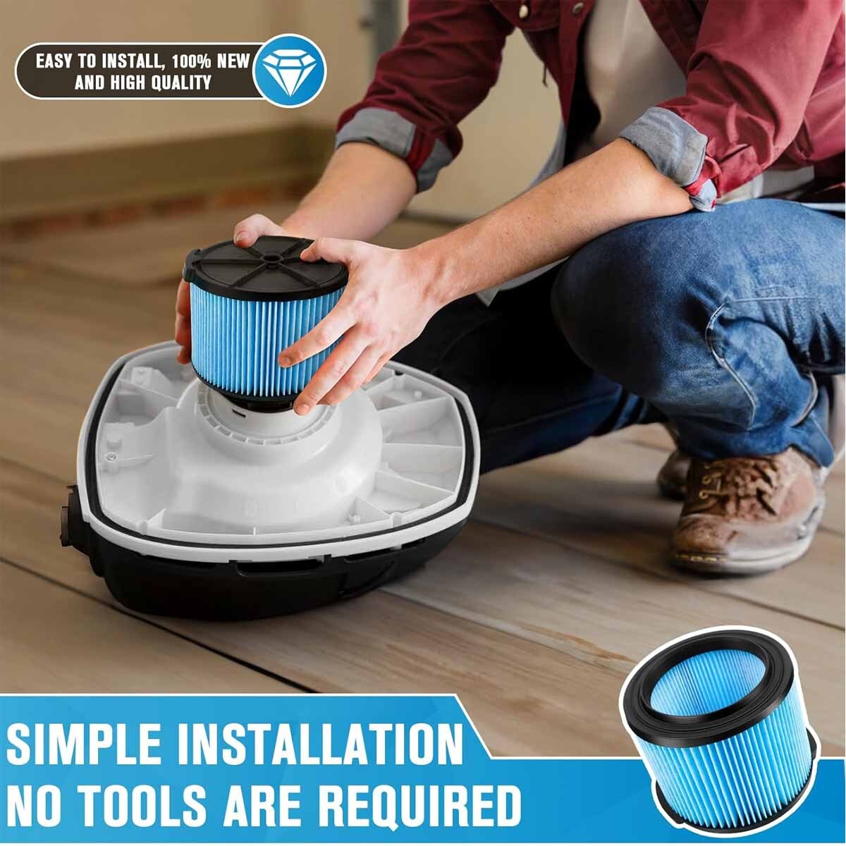 2 Pack VF3500 Replacement Filter for Ridgid WD4050 WD3050 3-4.5 Gallon Vacuum