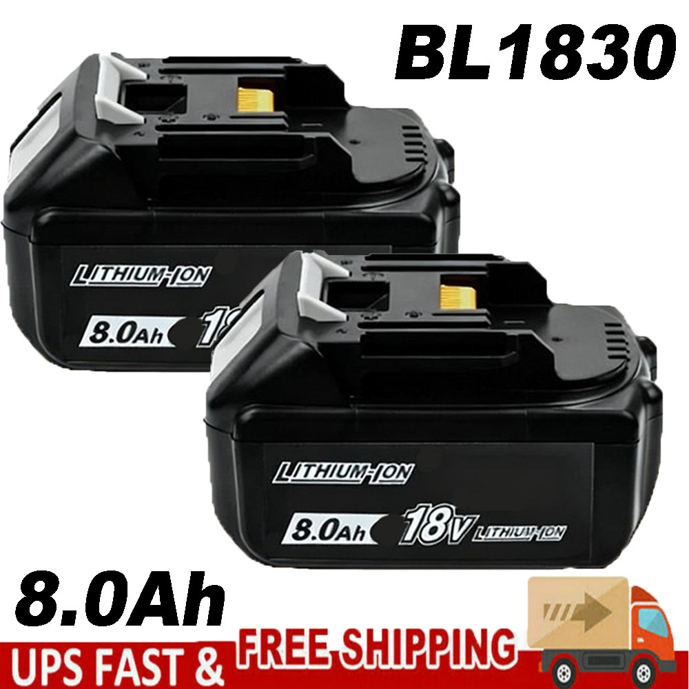2PCS 8.0Ah Battery For Makita 18V LXT Li-Ion BL1840 BL1830 BL1850 BL1860 BL1860B