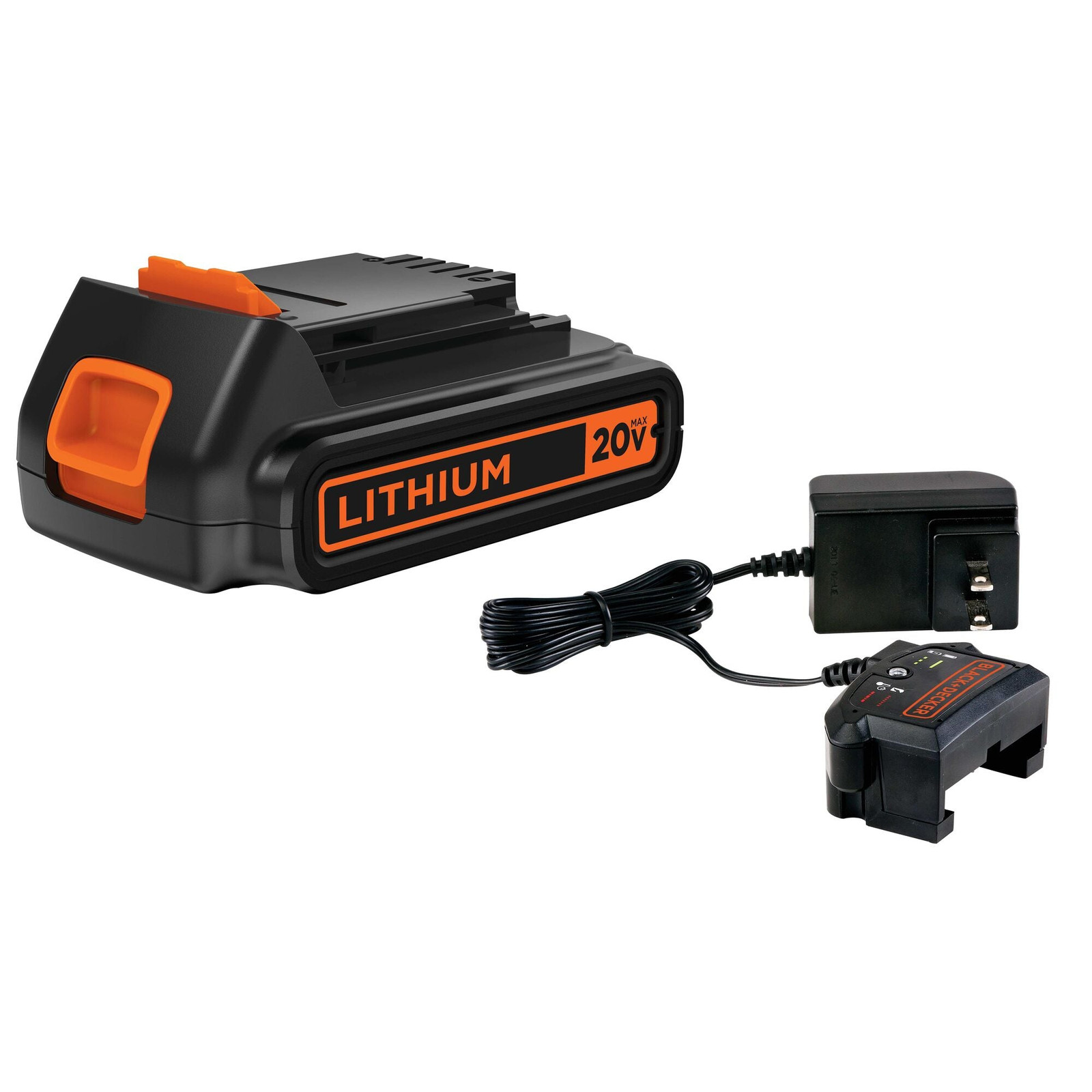 BLACK+DECKER 20V MAX* Powerconnect 1.5Ah Lithium Ion Battery + Charger -LBXR20CK