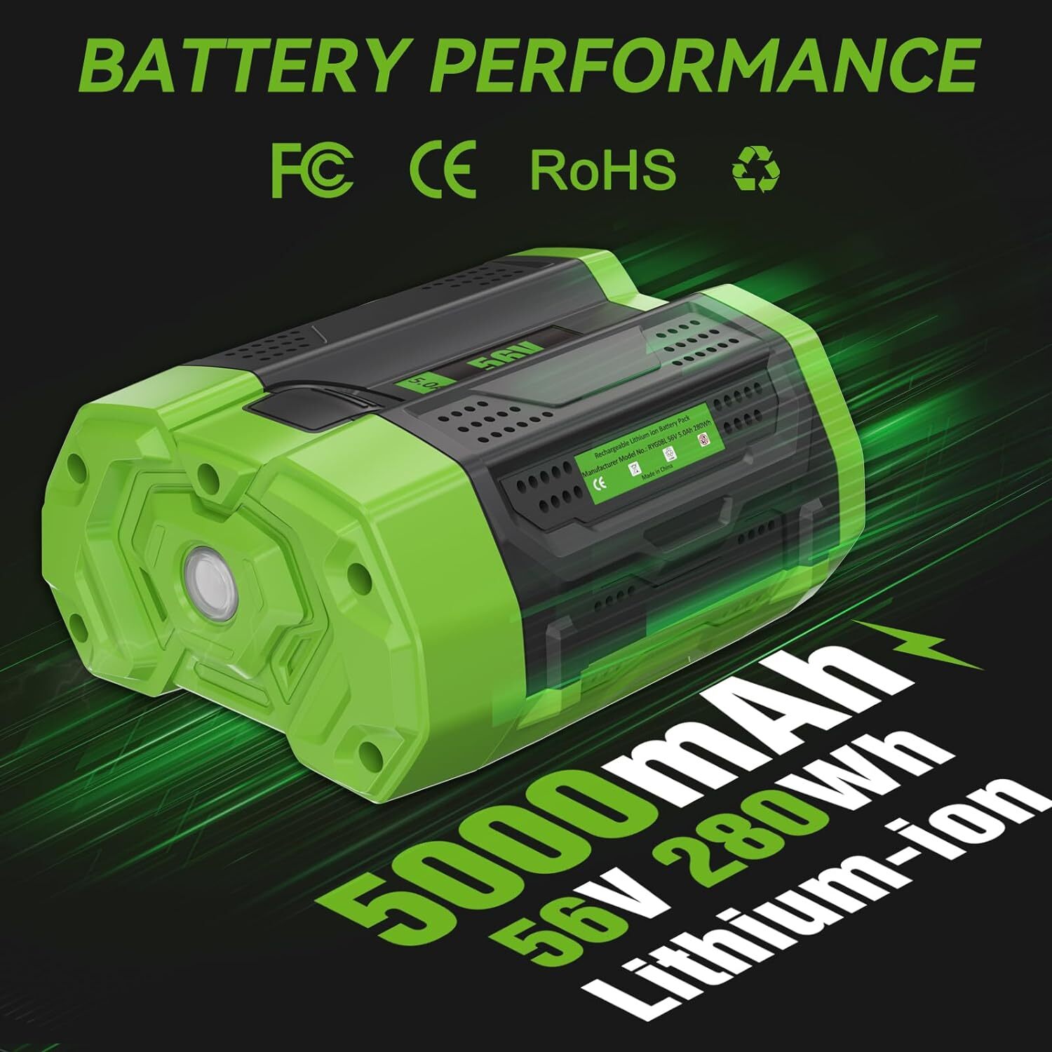 1-2PACK 5.0AH Battery For EGO 56V 56Volt BA1400 POWER Lithium Ion BA2240 BA2800T
