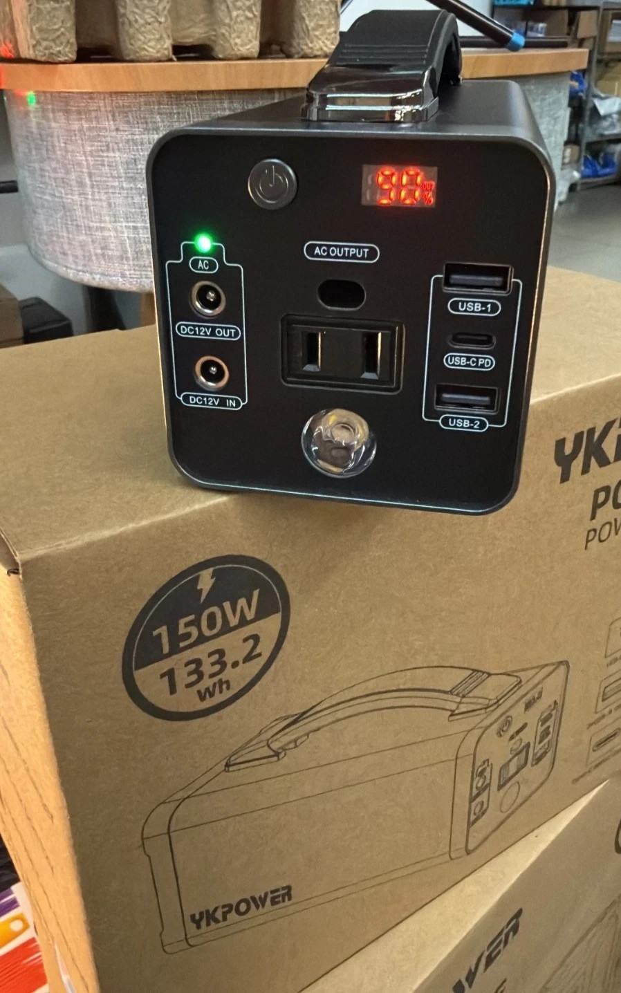 Portable PowerStation 150W, 133.2Wh/36000mAh Fast Charging with 5 Outputs AC Opt