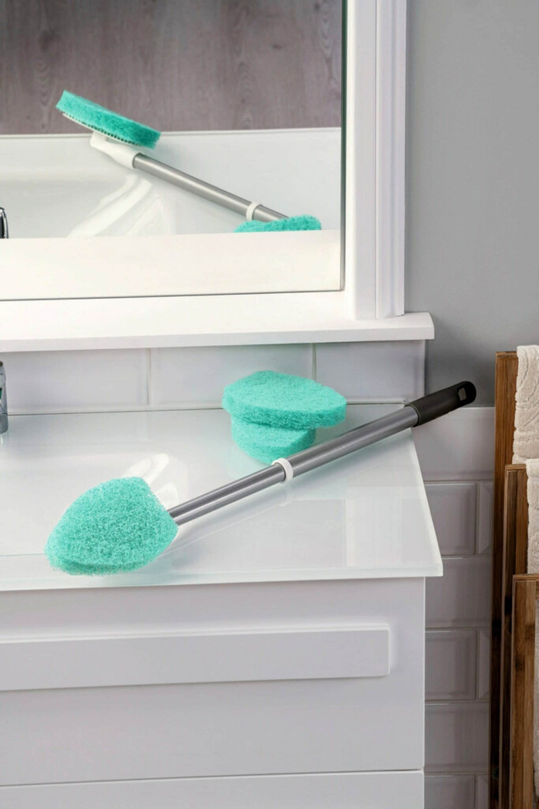 Scotch-Brite Shower Scrubber Poly Fiber Stiff Tile Grout Brush Tub Bathroom New