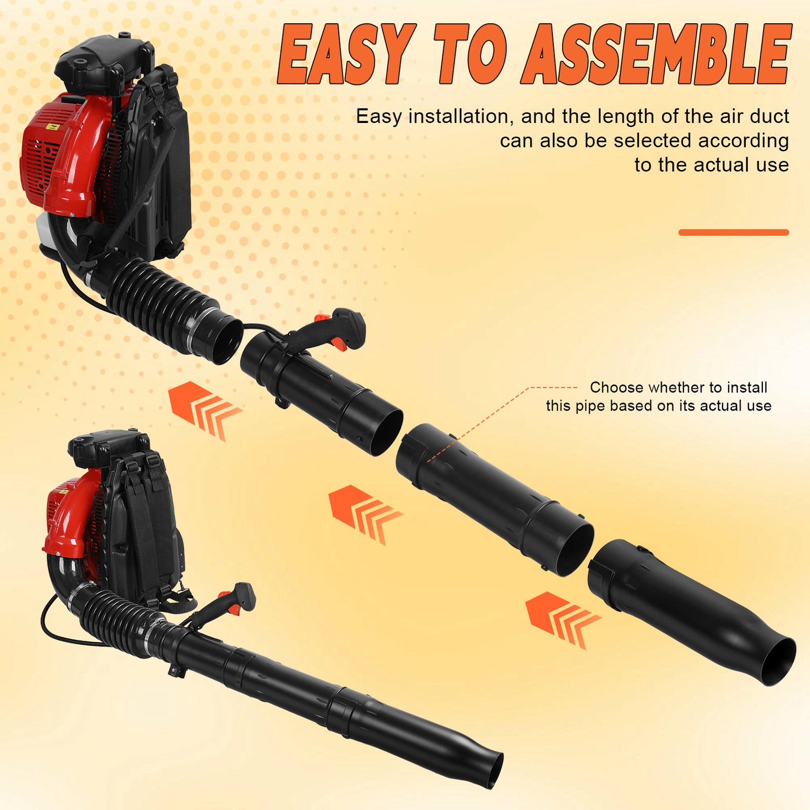 Backpack Gas Leaf Blower, 75.6cc 2 Stroke Engine, 850CFM, 200MPH 2.3L Fuel Tank