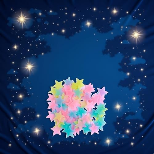 100Pcs Multicolor Glow in The Dark Luminous Stars Fluorescent Noctilucent